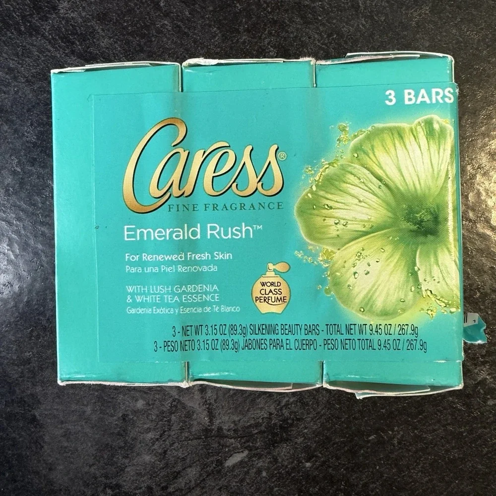 7- Caress Emerald Rush Lush Gardenia & White Tea Beauty Bar Soap‎ Full Size NEW